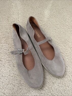 Verbenas Taupe Suede Mary Jane Flats  41